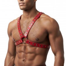 Чоловіча портупея Art of Sex - Spartacus, екошкіра, Червоний, розмір L-2XL