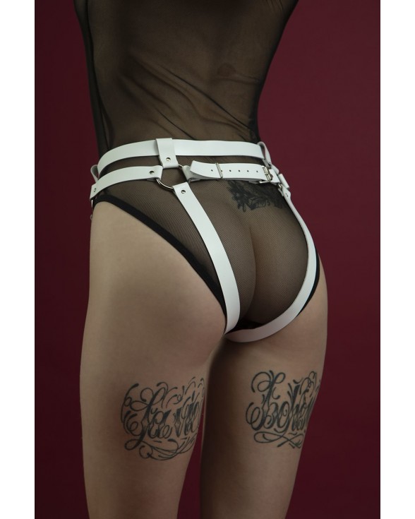 Гартери Feral Feelings - Belt Briefs, трусики, натуральна шкіра, колір білий - 2