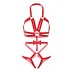 Портупея-тедді з ременів Leg Avenue Studded O-ring harness teddy L Red - 4