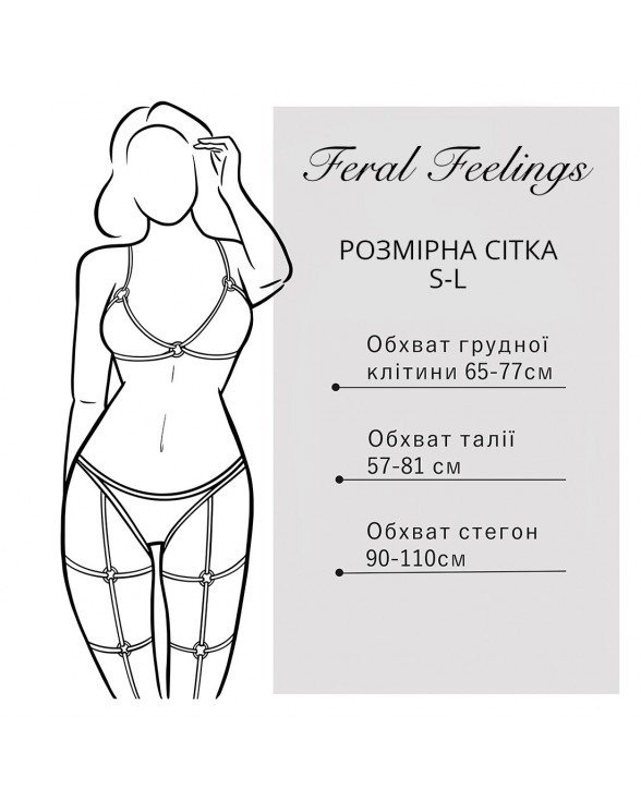 Портупея на грудь Feral Feelings – Harness Bra, лиф, натуральная кожа, цвет белый - 2