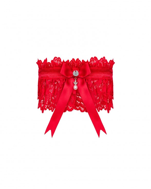 Ажурна підв’язка Obsessive Amor Cherris garter, red - 1