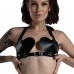 Ліф Серце з натуральної шкіри Feral Feelings - Hearts Bra Black - 1