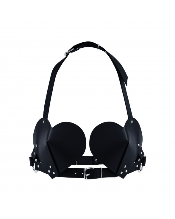 Ліф Серце з натуральної шкіри Feral Feelings - Hearts Bra Black