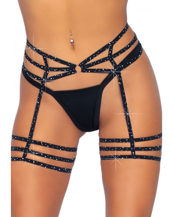 Портупея Leg Avenue Rhinestone garter strapps OS Black