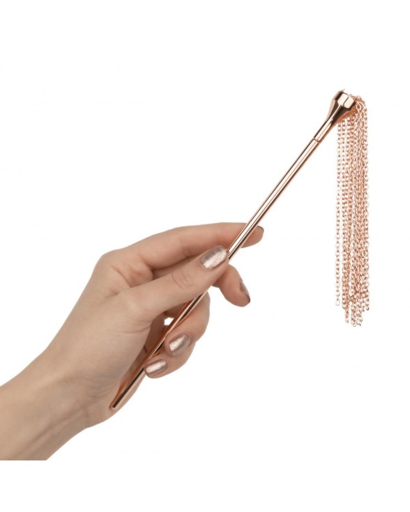 Щекоталка с металлическим флогером Rosy Gold - Feather Tickler & Whip - 5