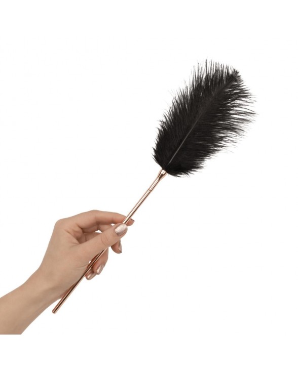 Щекоталка с металлическим флогером Rosy Gold - Feather Tickler & Whip - 7
