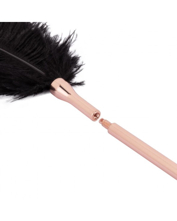 Щекоталка с металлическим флогером Rosy Gold - Feather Tickler & Whip - 4