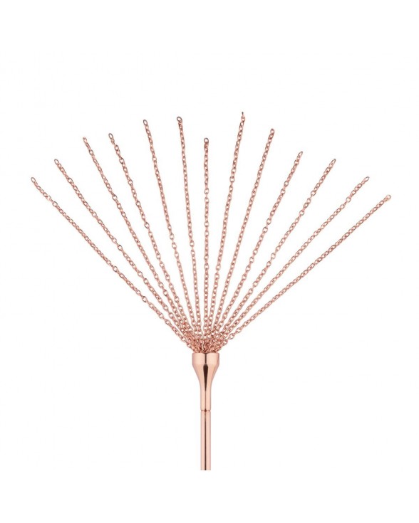 Щекоталка с металлическим флогером Rosy Gold - Feather Tickler & Whip - 6