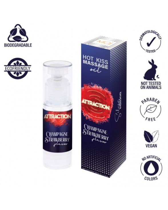 Съедобное массажное масло MAI Attraction Champagne Strawberry Hot Kiss (50 мл) - 2