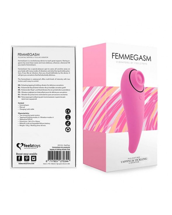 Пульсатор для клитора плюс вибратор FeelzToys – FemmeGasm Tapping & Tickling Vibrator Pink - 1