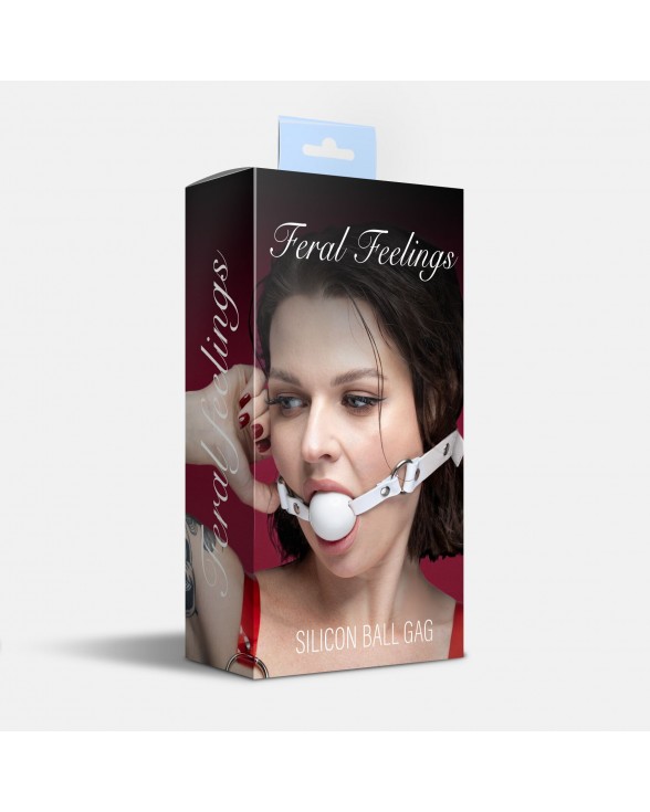 Кляп силіконовий Feral Feelings Silicon Ball Gag White/White, білий ремінець, біла кулька - 2