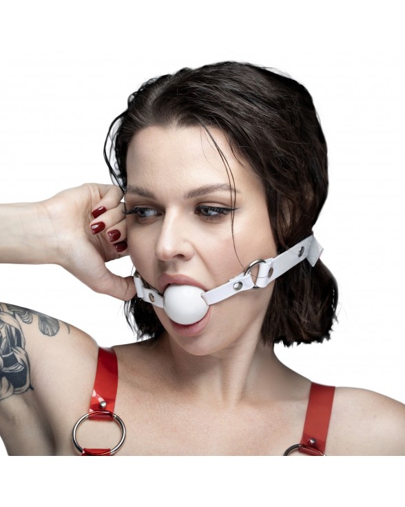 Кляп силіконовий Feral Feelings Silicon Ball Gag White/White, білий ремінець, біла кулька - 1