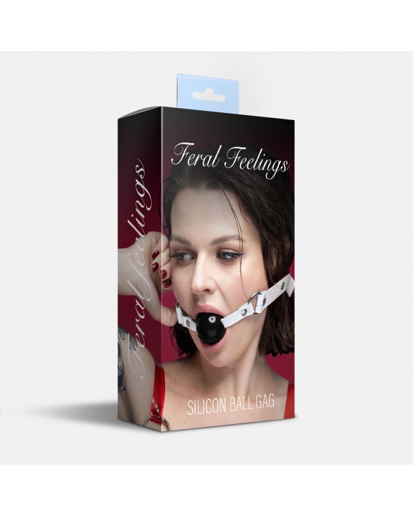 Кляп силіконовий Feral Feelings Silicon Ball Gag White/Black, білий ремінець, чорна кулька - 2