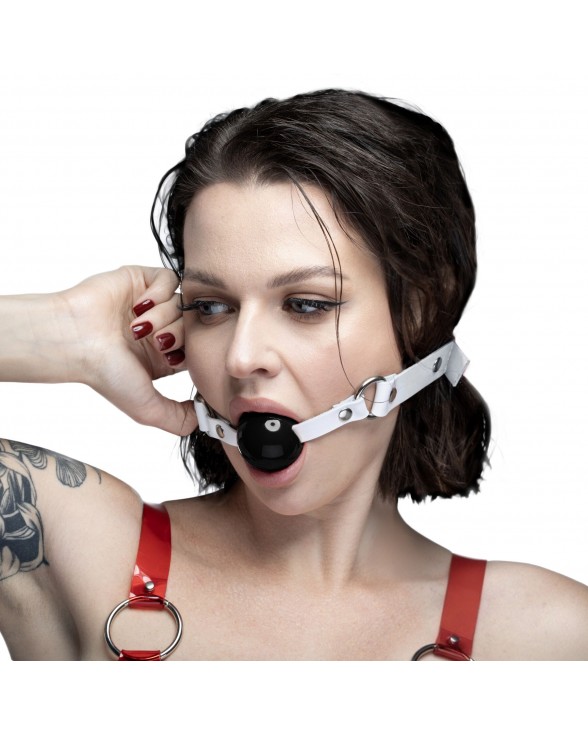 Кляп силіконовий Feral Feelings Silicon Ball Gag White/Black, білий ремінець, чорна кулька - 1