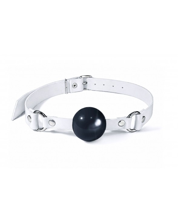 Кляп силіконовий Feral Feelings Silicon Ball Gag White/Black, білий ремінець, чорна кулька