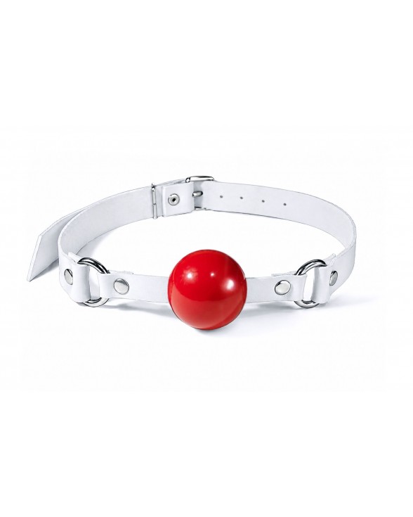 Кляп силиконовый Feral Feelings Silicon Ball Gag White/Red, белый ремень, красный шарик