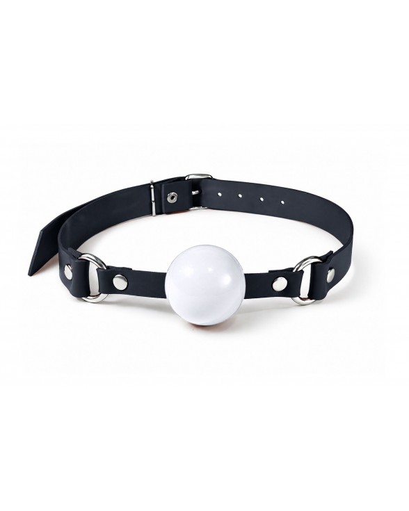 Кляп силіконовий Feral Feelings Silicon Ball Gag Black/White, чорний ремінець, біла кулька
