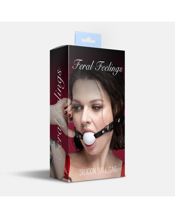 Кляп силіконовий Feral Feelings Silicon Ball Gag Black/White, чорний ремінець, біла кулька - 2