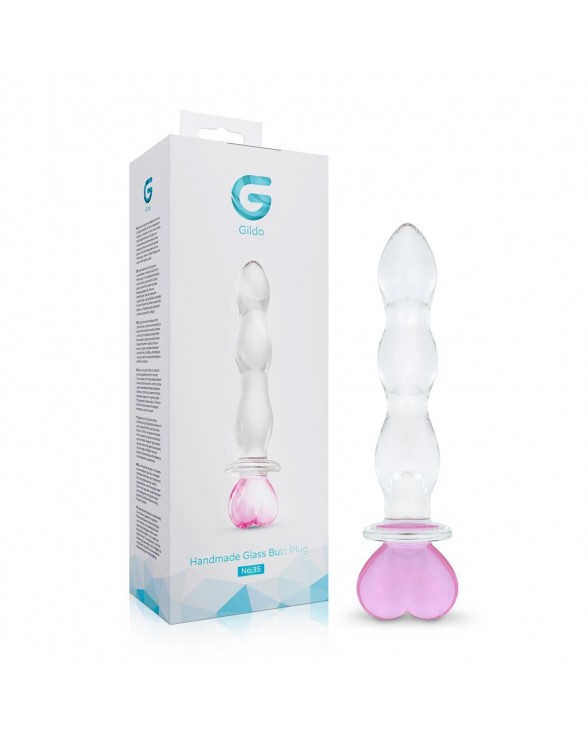Скляний анальний ланцюжок Gildo Glass Butt Plug Heart Shape No. 35 - 5