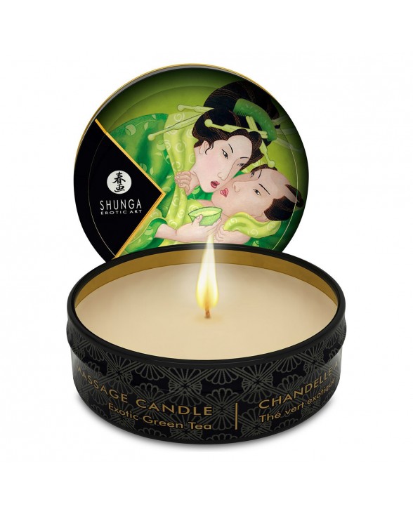 Масажна свічка Shunga Mini Massage Candle – Exotic Green Tea (30 мл) з афродизіаками