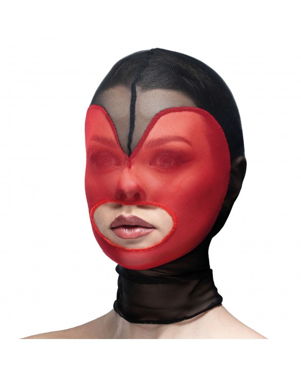 Маска сердце сетка с открытым ртом Feral Feelings - Hearts Mask Black/Red