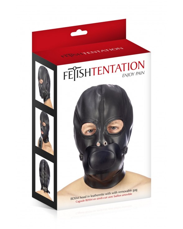 Капюшон с кляпом для БДСМ Fetish Tentation BDSM hood in leatherette with removable gag - 2