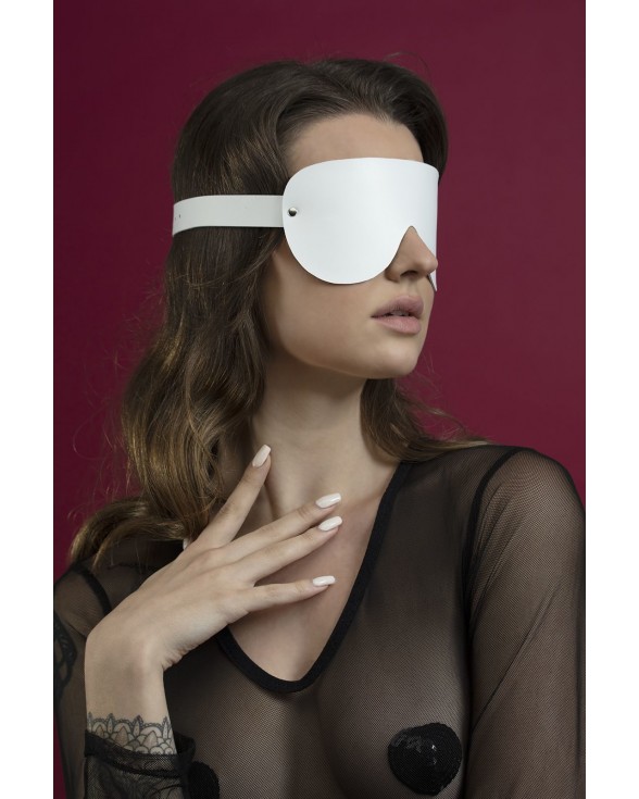 Маска на глаза Feral Feelings - Blindfold Mask, натуральная кожа, белая - 1