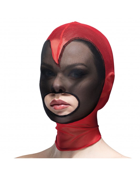 Маска сердце сетка с открытым ртом Feral Feelings - Hearts Mask Red/Black
