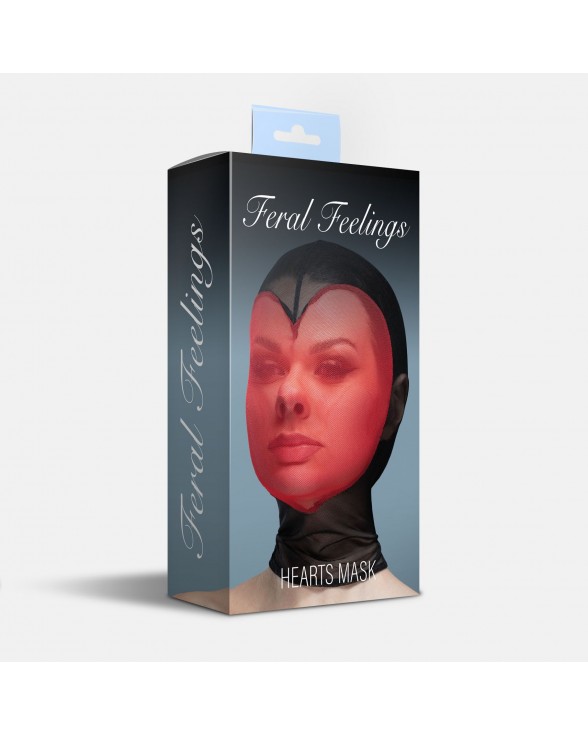 Маска сердце сетка с полностью закрытым лицом Feral Feelings - Hearts Mask Black/Red - 1