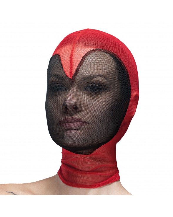 Маска сердце сетка с полностью закрытым лицом Feral Feelings - Hearts Mask Red/Black