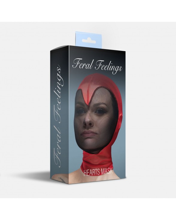 Маска сердце сетка с полностью закрытым лицом Feral Feelings - Hearts Mask Red/Black - 1