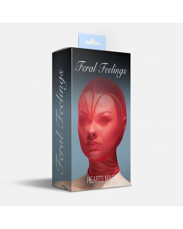 Маска сердце сетка с полностью закрытым лицом Feral Feelings - Hearts Mask Red/Red - 1