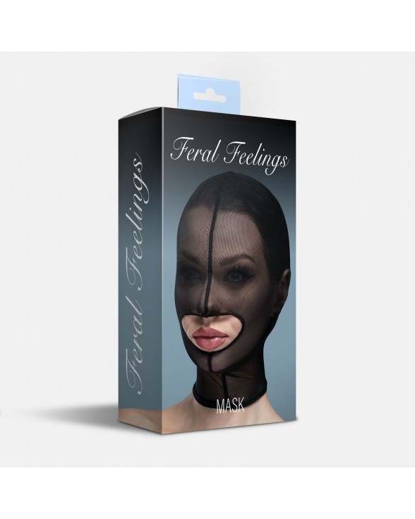 Маска сетка с открытым ртом Feral Feelings - Hood Mask Black - 1