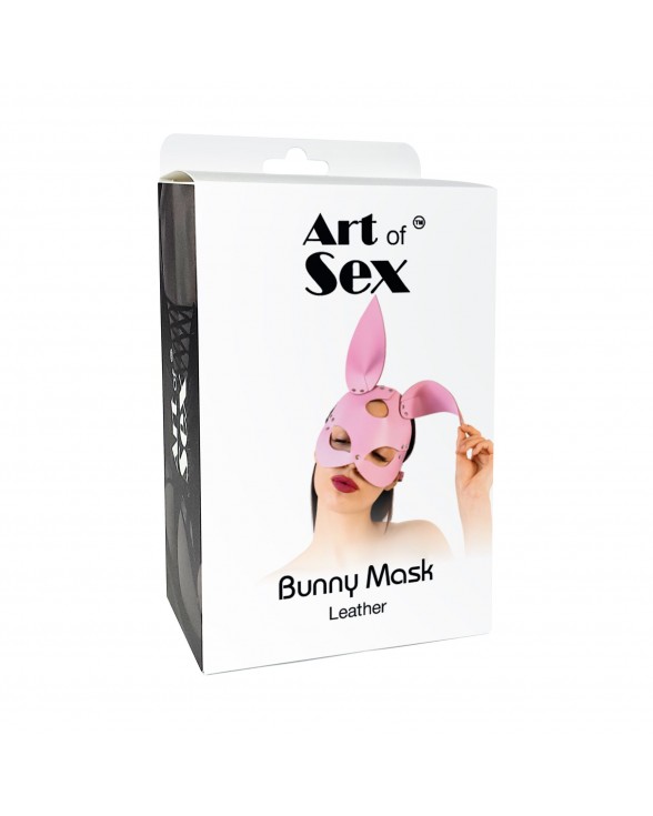 Шкіряна маска Зайчика Art of Sex - Bunny mask, колір Чорний - 4