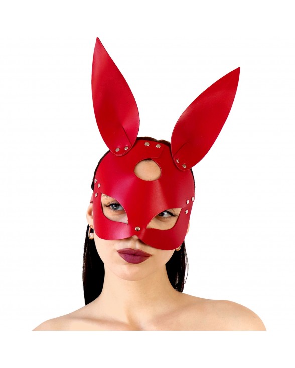 Шкіряна маска Зайчика Art of Sex - Bunny mask, колір Червоний