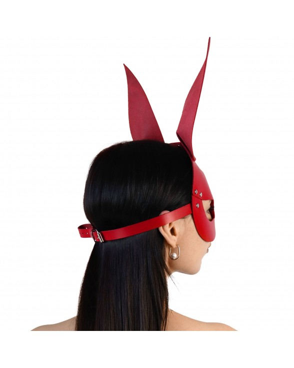 Шкіряна маска Зайчика Art of Sex - Bunny mask, колір Червоний - 1