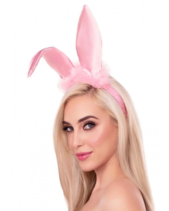 Вушка зайки Leg Avenue Bendable Marabou Trimmed Satin Bunny Ears Pink - 2