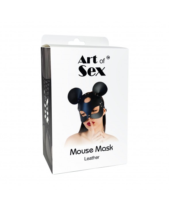 Шкіряна маска зайчика Art of Sex - Mouse Mask, колір Чорний - 4