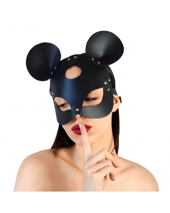 Шкіряна маска зайчика Art of Sex - Mouse Mask, колір Чорний