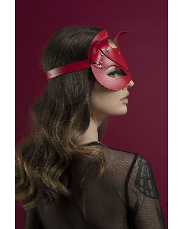 Маска кішечки Feral Feelings - Catwoman Mask, натуральна шкіра, червона - 1