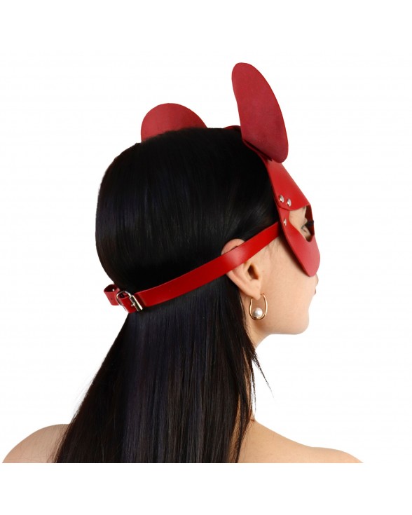 Шкіряна маска зайчика Art of Sex - Mouse Mask, колір Червоний - 1