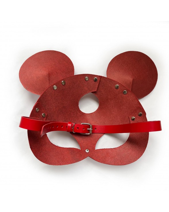 Шкіряна маска зайчика Art of Sex - Mouse Mask, колір Червоний - 3