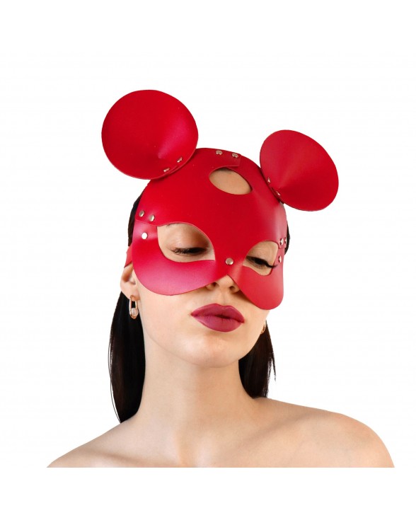 Шкіряна маска зайчика Art of Sex - Mouse Mask, колір Червоний