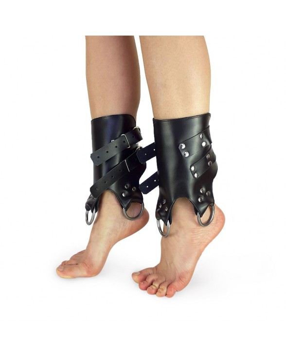 Поножи манжеты для подвеса за ноги Leg Cuffs, натуральная кожа, цвет черный