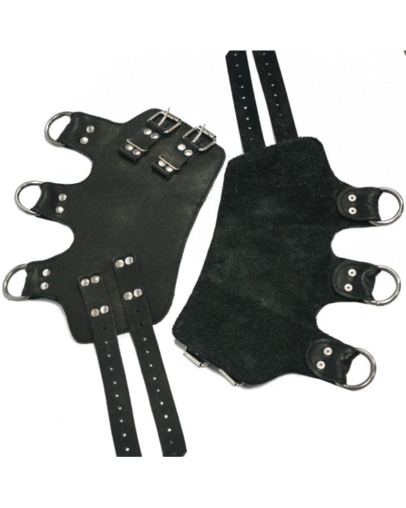 Поножи манжеты для подвеса за ноги Leg Cuffs, натуральная кожа, цвет черный - 2