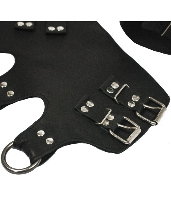 Поножи манжеты для подвеса за ноги Leg Cuffs, натуральная кожа, цвет черный - 3