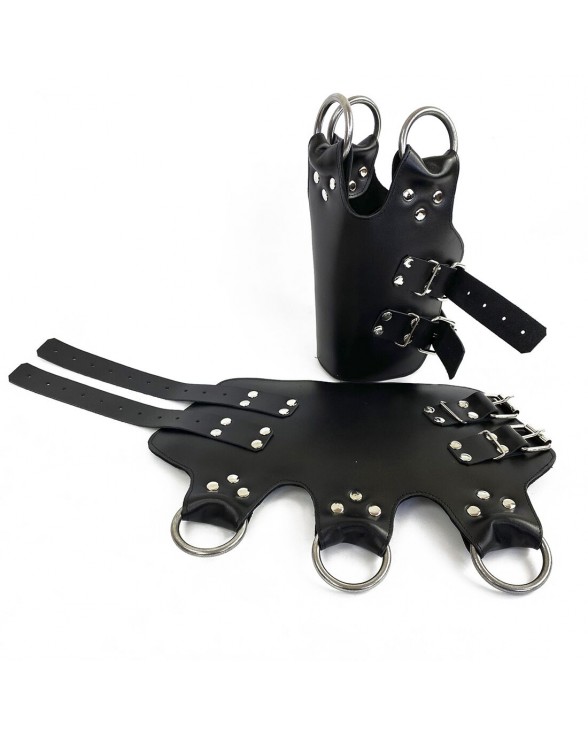 Поножи манжеты для подвеса за ноги Leg Cuffs, натуральная кожа, цвет черный - 1