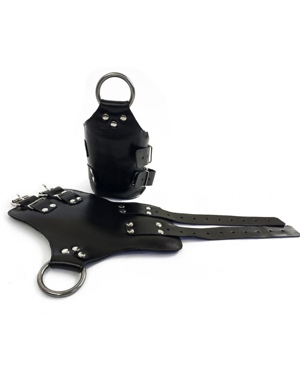 Манжети для підвісу за руки Kinky Hand Cuffs For Suspension з натуральної шкіри, колір чорний - 1
