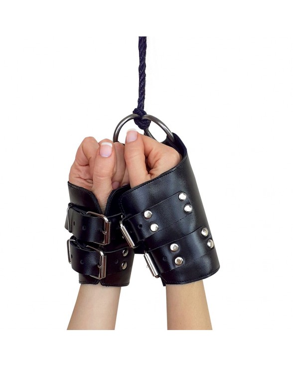 Манжети для підвісу за руки Kinky Hand Cuffs For Suspension з натуральної шкіри, колір чорний
