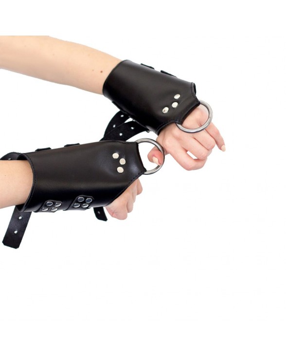 Манжети для підвісу за руки Kinky Hand Cuffs For Suspension з натуральної шкіри, колір чорний - 4